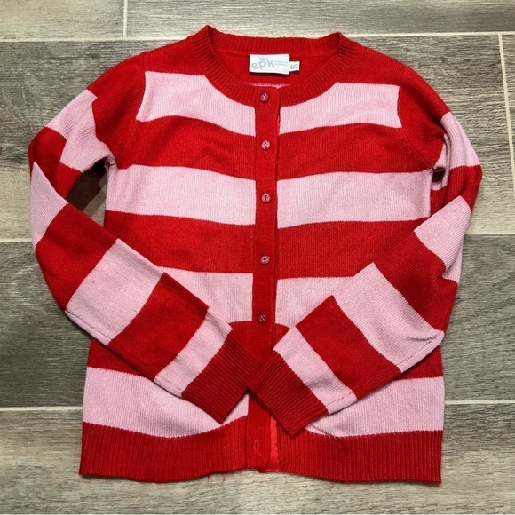 **3/$15** EPK Red & Pink Striped Cardigan Sweater - Picture 3 of 7
